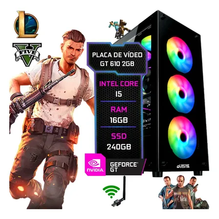 Pc Gamer Cpu Computador I5 16gb, Ssd 240gb, Placa Vídeo 2gb 240 Gb 16 Gb Geforce Gt 610 2gb