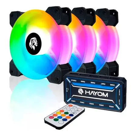 Kit 3 Fan Cooler Rgb, Hayom, Controladora, Controle, Fc1306