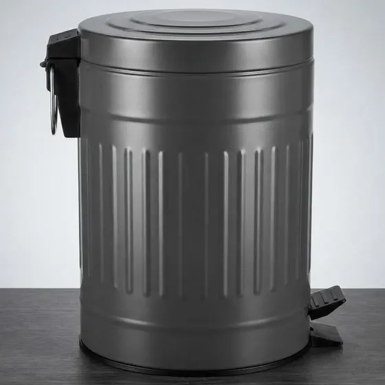 Lixeira Retrô Preta 5l Inox Cozinha Banheiro Escritório Mor