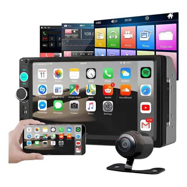 Central Multimídia Touch Mp5 2din Bluetooth Usb + Câmera Ré Preto