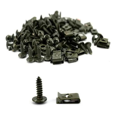 Kit 50 Grampos Presilha E Parafusos Metal Arruela Rapida
