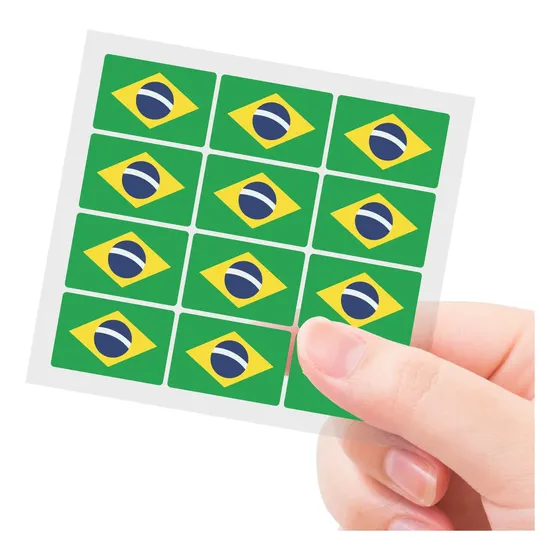 Aplique Bandeira Do Brasil 3x2cm Termocolante Com 35uni