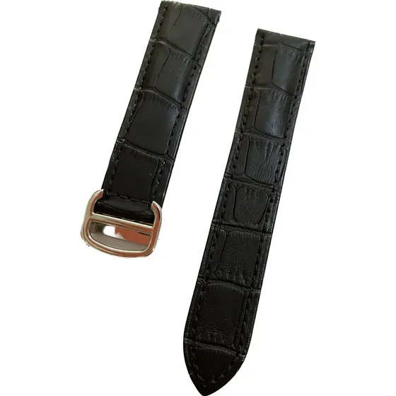 Pulseira Relógio Cartier 18mm Couro Preto