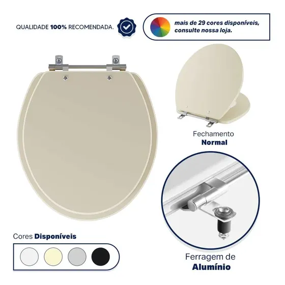 Tampa De Vaso Convencional Oval Creme Bege Claro Universal