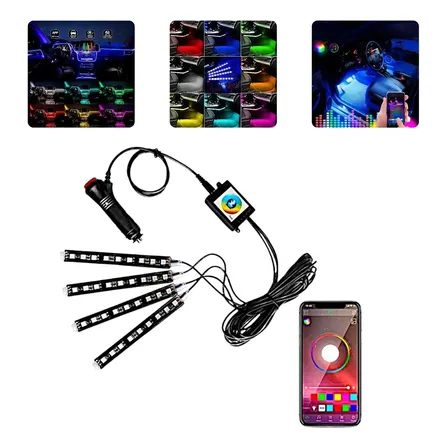 Led Neon Automotivo Interno Rgb Tuning Ritmico Universal App