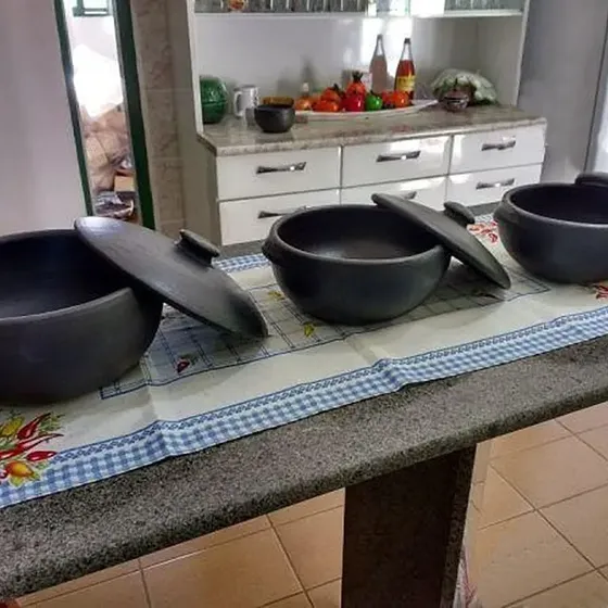 Kit Com 3 Panelas De Barro Capixaba 2,3 E 5 Litros