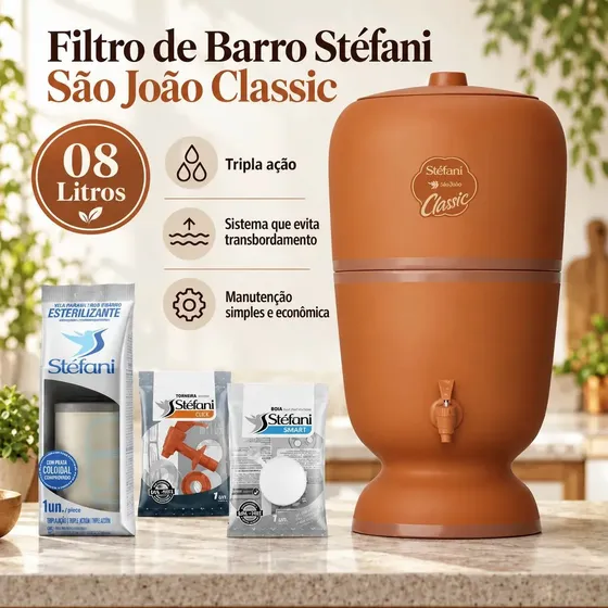 Filtro De Barro Água Alcalina São João Classic 8 Litros