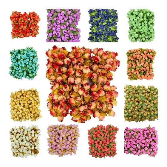 720 Mini Rosas Flores Rosinhas Artificiais Cetim 5 Pct