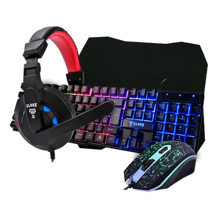 Kit Gamer Clanm Teclado, Mouse 3600dpi, Headset, Mousepad Preto
