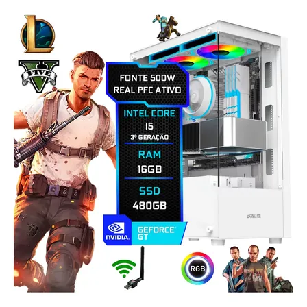 Pc Gamer Branco Intel I5, 16gb Ram, Ssd 480gb, Video 1gb