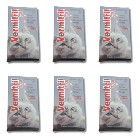 Vermitril 1mg P Verme Sarna E Pulgas P/ Gatos 24 Comp