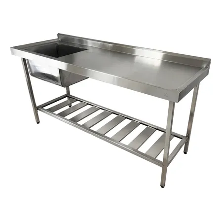 Pia De Inox Industrial 160x60x90 Cm Cuba Esquerda Nortinox