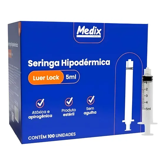 Seringa Medix 5ml Luer Lock - Cx C/100 Unidades