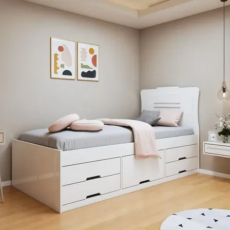 Cama Solteiro 5 Gavetas Júlia Conquista Moveis Branco Eg