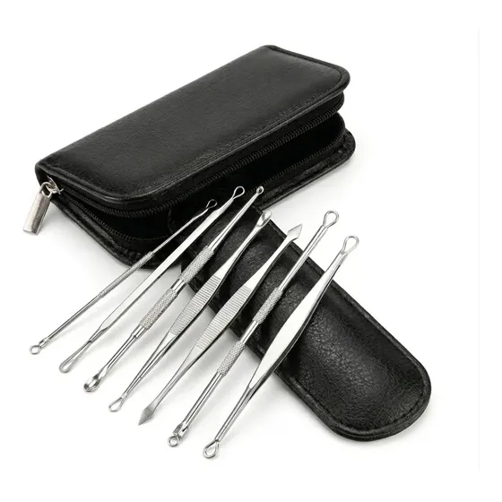 Extrator De Cravo Espinha Profissional Inox 7 Peças + Estojo