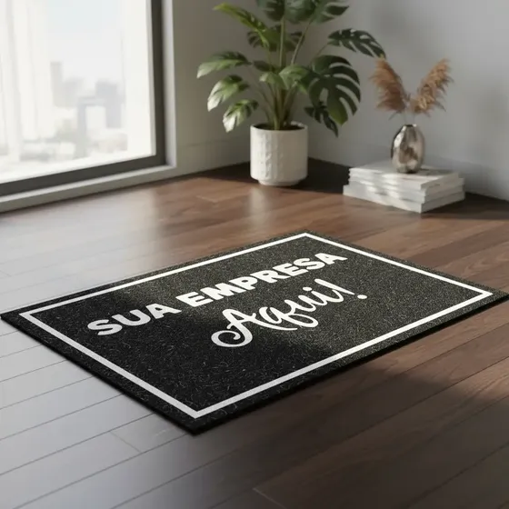 Tapete Capacho 100x60 Personalizado Logotipo Empresa Logo Preto