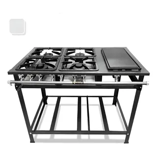 Fogão Industrial 4 Bocas 30x30 Baixa Pressão Com Chapa Gás