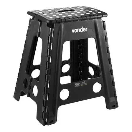 Banqueta Plástica Multiuso Dobrável 45cm 150kg Vonder Preto