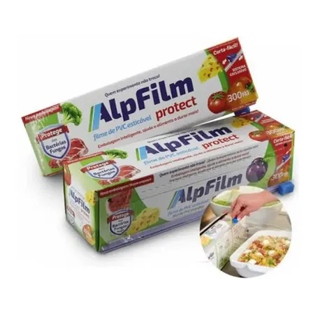 Filme Plástico Pvc 28cm X 300m Alpfilm Com Cortador