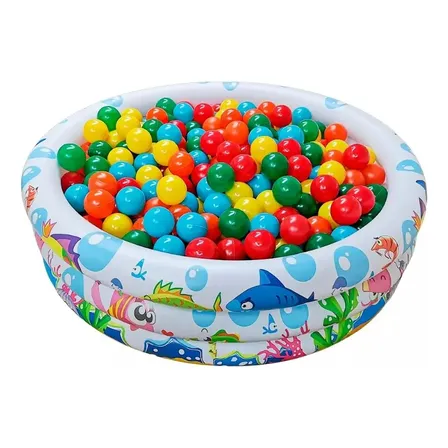 Piscina Infantil Inflável 180 Litros Colorida + 50 Bolinhas Fundo Mar