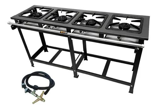 Fogão Industrial De Piso 4 Bocas Alta Pressão Linha + Brinde