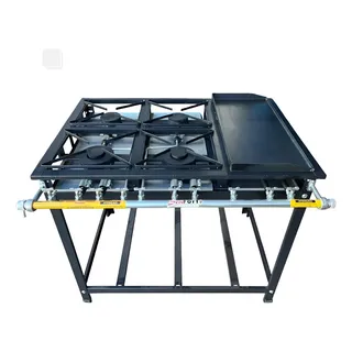 Fogao Industrial De Pé 4 Boca Gourmet 30x30 Aço Carb C/chapa Gás De Cozinha Tradicional
