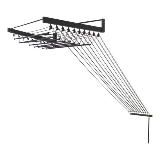 Varal Parede Individual 10 Varetas Alumínio Preto 120cm