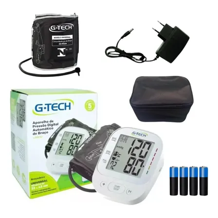 Aparelho De Medir Pressão Digital Gtech La800 Fonte E Pilhas Branco