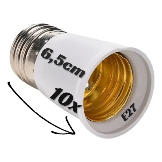 Prolongador Extensor Adaptador Soquete E27 - 65mm - Kit 10un