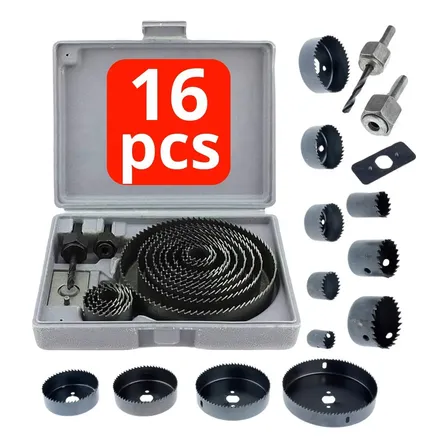 Serra Copo Para Madeira Gesso Pvc Plástico Kit 16 Pecas Jogo