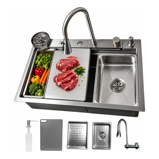 Cuba Pia Gourmet Cozinha Aço Inox 304 75x46 Cascata Torneira
