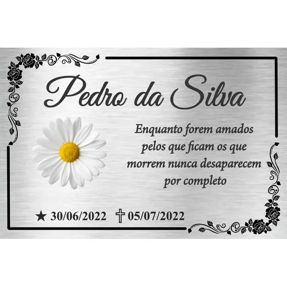 Placa Túmulo Em Aço Inox 30x20cm Colorida
