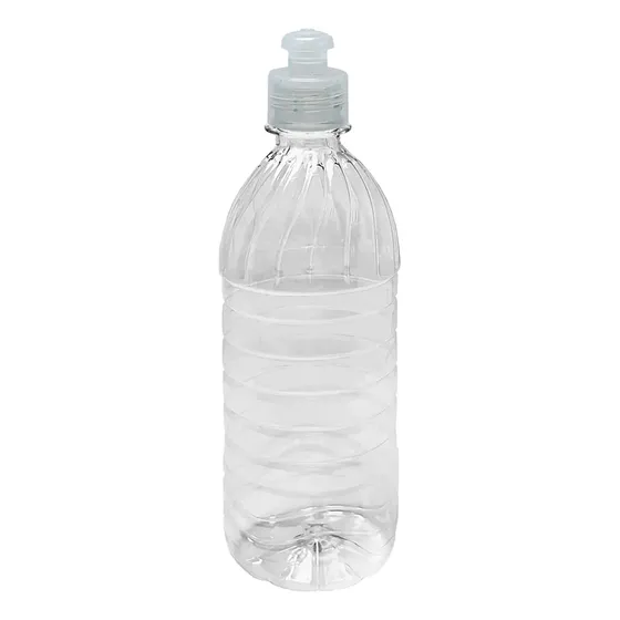 5 Frascos Plásticos Cristal Pet 1l Com Tampa Pushpull Suc