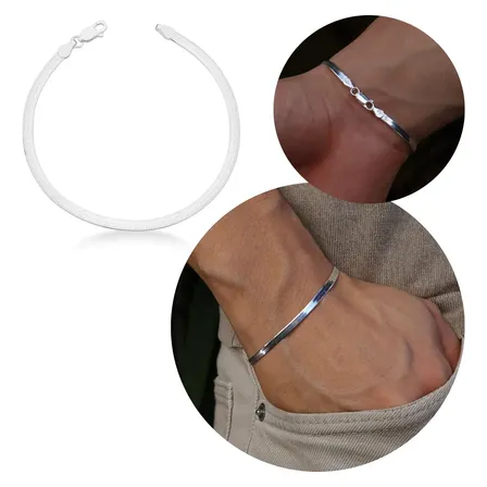 Pulseira Prata 925 Laminada 3mm Masculina Argennti Prateado