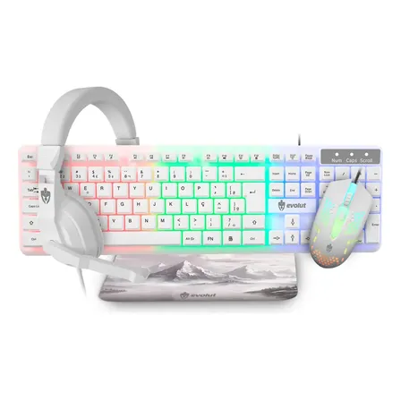 Kit Gamer Evolut Starter 4x1, Rainbow, Branco, Eg-55