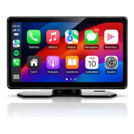 Leitor De Som Portátil Para Carro Com Android Auto E Carplay Preto