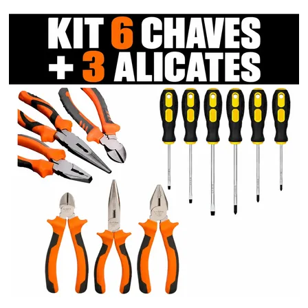 Chave Fenda E Phillips 6 Peças + 3 Alicates