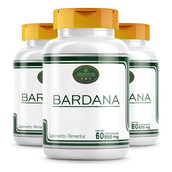 Bardana 100% Pura 180 Cápsulas (3 Potes) Depurativa Natural