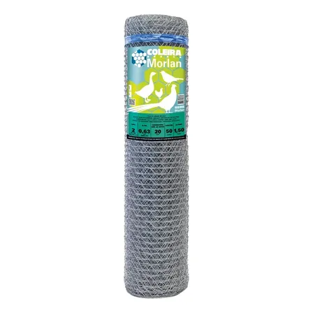 Tela Coleira Branca Morlan Para Galinheiro 2x23x1,50m 50m Cinza