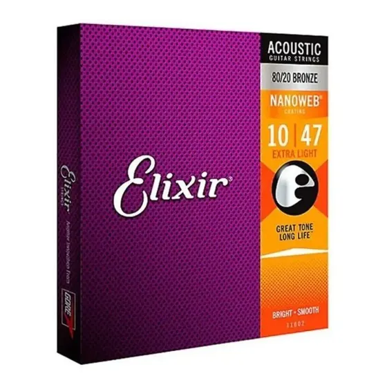 Jogo De Cordas Violão Aço 010 Elixir Extra Light Nanoweb