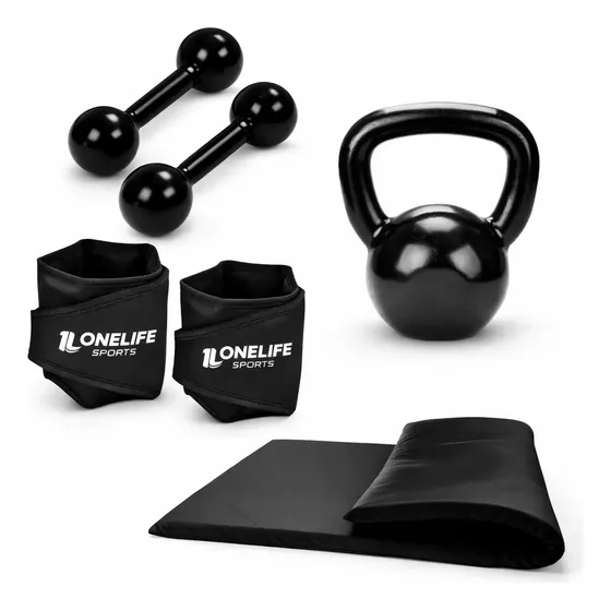 Caneleira 5 Kg + Colchonete + Halter 2 Kg + Kettlebell 4 Kg