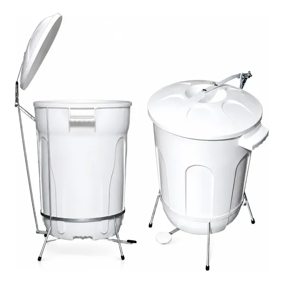 Lixeira Cesto Pedal De Aço Branca 60l Industrial Hospitalar