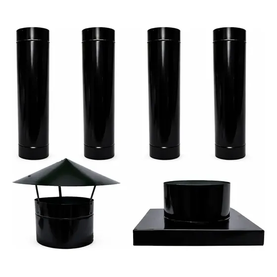 Chaminé Kit Duto Tubo Para Churrasqueira Chapeu 15x240cm