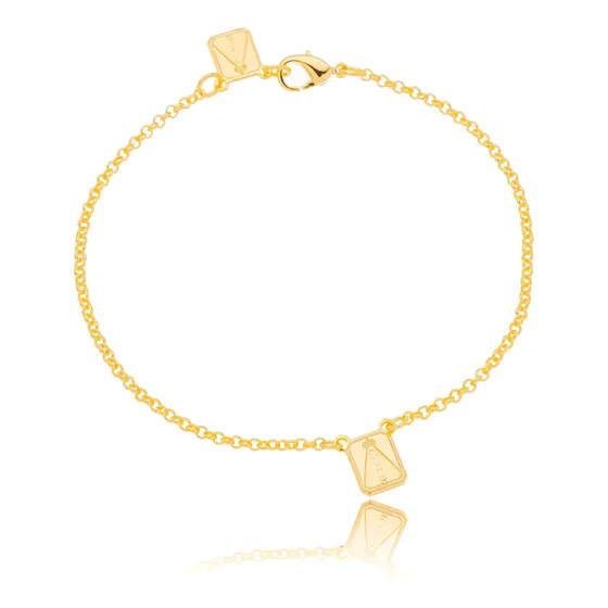Pulseira Escapulario Delicado Nossa Senhora Banho Ouro 18k
