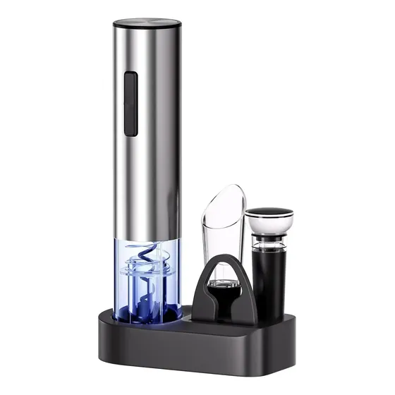 Kit Abridor De Vinho Elétrico Inox Recarregavel Usb