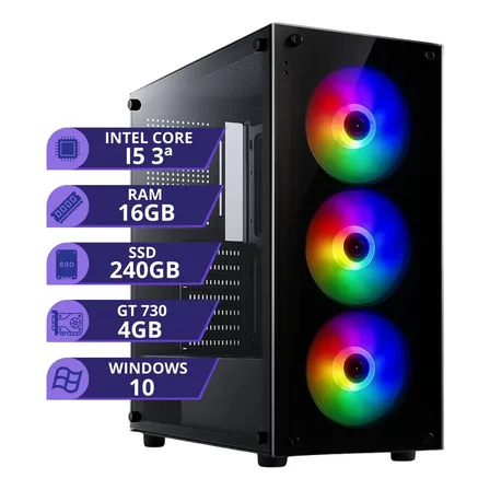 Pc Gamer Intel I5 3.2ghz Ssd 240gb 16gb Placa Vídeo 4gb 500w 16 Gb