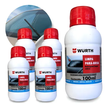 Kit 5 Limpa Parabrisa Wurth 100ml Limpeza De Vidros Fluido