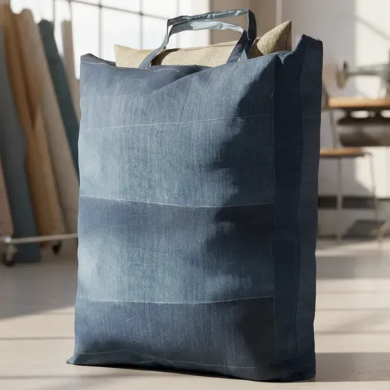 Sacolão Retalho Jeans Grosso 120 Litros 72x52x32 Ref:495 Azul