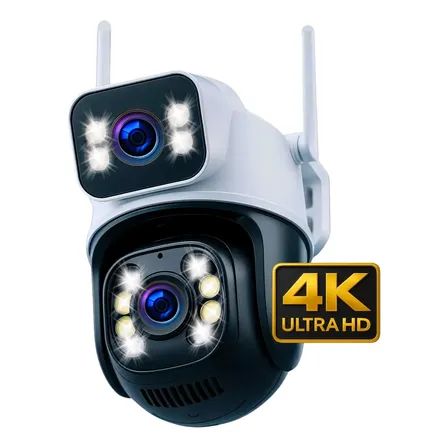 Câmera De Segurança Wifi 4k Dome Lente Dupla À Prova D'água A28b Inteligente Atualizada