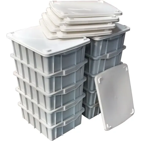 10 Caixas Plastica Branca 15 Litros Com Tampa Caixa 1012